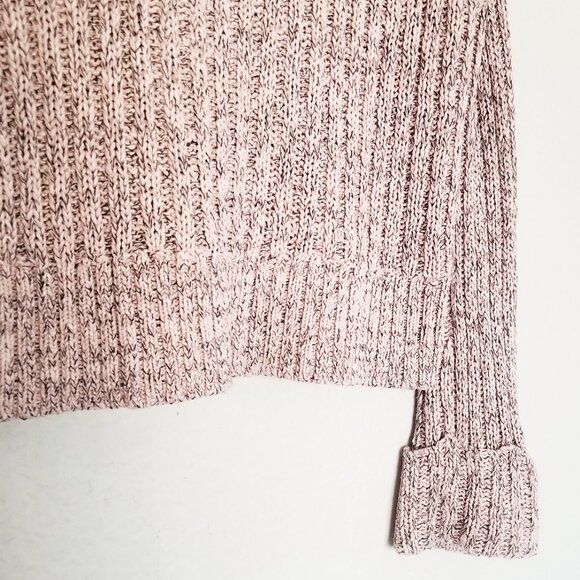 Free People Pink Marled Ballet Combo Twisted Cable T-Neck Sweater S Turtleneck - Picture 13 of 16